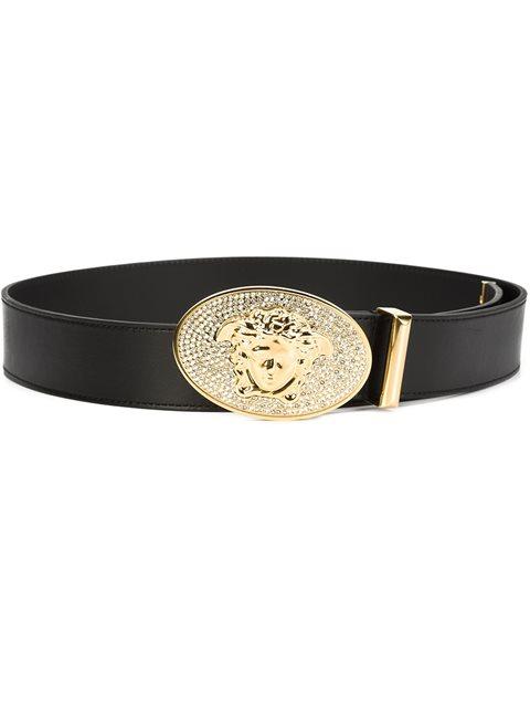 Versace - Medusa Oval Buckle Belt In Black | ModeSens
