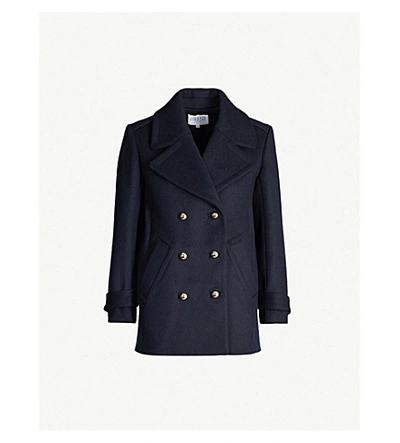 Claudie Pierlot Gill Double-breasted Wool-blend Coat In Navy