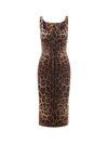 Dolce & Gabbana Leopard-print Silk-blend Charmeuse Midi Dress In Multicolor