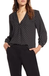 Vince Camuto Women's V-neck Blouse With Balloon Sleeves In Rich Black