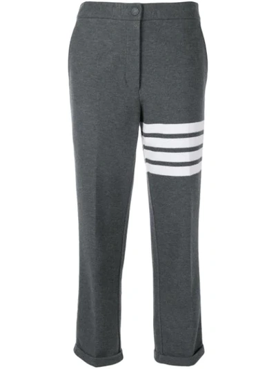 Thom Browne 4-bar Stripe Cropped Trousers In Grey