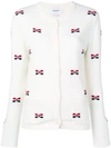 Thom Browne Bow Intarsia Cashmere Cardigan In White
