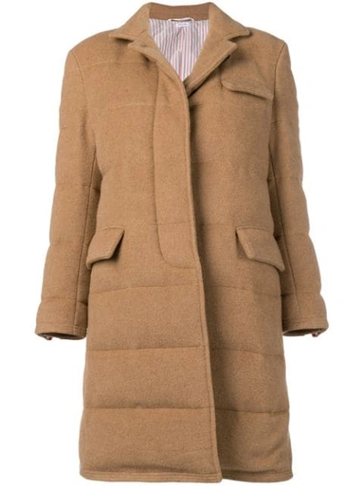 Thom Browne Camel Down Filled Overcoat In Neutrals