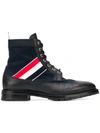 Thom Browne Rwb Webbing Longwing Boot In Navy