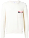 Thom Browne Relaxed Rwb Intarsia Stripe Pullover In White