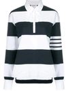 Thom Browne 4-bar Striped Rugby Polo In Blue