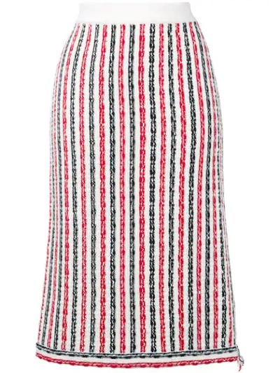 Thom Browne Wide University Stripe Yarn Skirt In White
