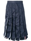 Thom Browne Navy Mesh Pleated Skirt In 415  Navy