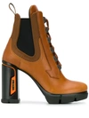 Prada Heeled Lace-up Ankle Boots In Brown