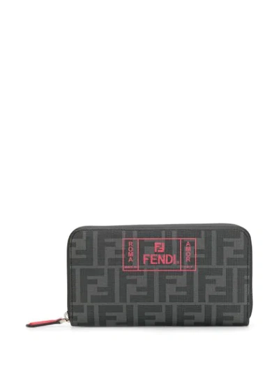 Fendi Roma/amor Stamp Wallet In Black