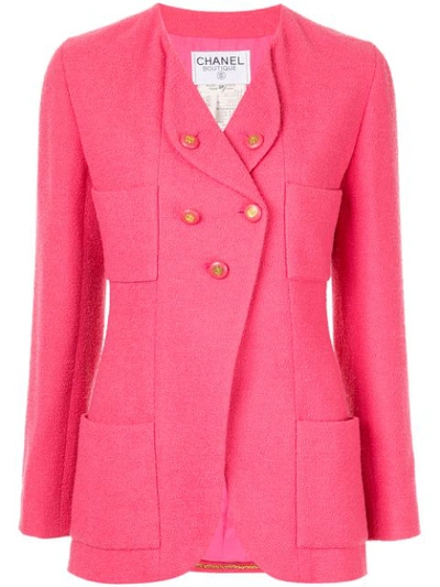 Pre-owned Chanel Double Breasted Slim Jacket - Pink