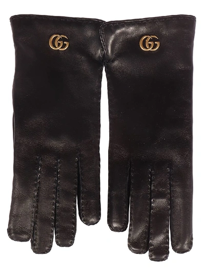 Gucci Gg Maya Gloves In Black/green/red