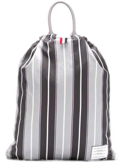 Thom Browne Repp Stripe Drawcord Bag In Grey