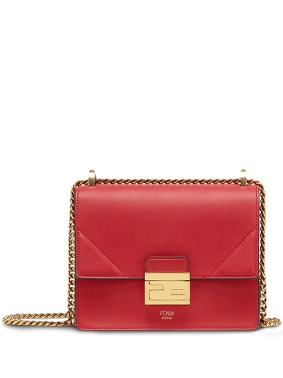 Fendi Small Kan U Leather Shoulder Bag In Maroon