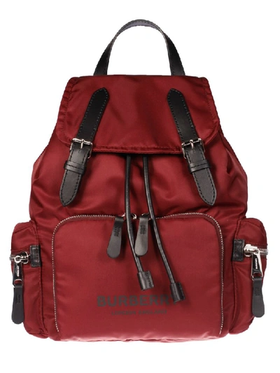 Burberry Medium Logo Print Backpack In Red