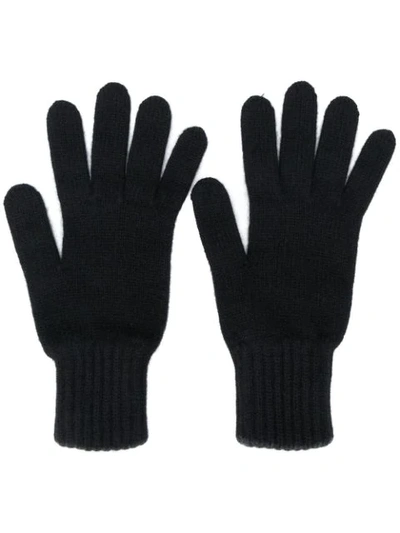 Pringle Of Scotland Gloves With Ribbed Details In Black