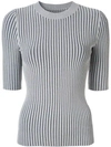 Dion Lee Striped Ribbed Top In Blue
