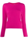 Bellerose Round Neck Fuzzy Knit Sweater In Pink