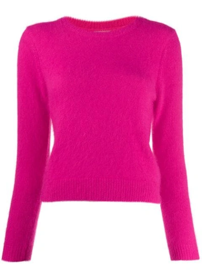 Bellerose Round Neck Fuzzy Knit Sweater In Pink