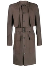 Rick Owens Single-breasted Trench Coat In Neutrals