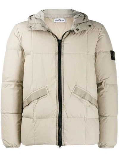 Stone Island Hooded Compass Badge Jacket In Neutrals