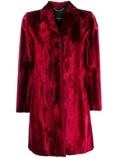 Paltò Textured Button-up Coat In Red