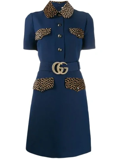 Gucci Gg Belt Short Dress In Blue