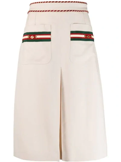 Gucci Interlocking G Horsebit Detail Midi Skirt In Neutrals