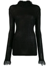 Philosophy Di Lorenzo Serafini Lace-trimmed Knitted Top In Black