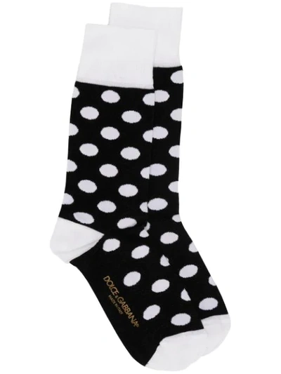 Dolce & Gabbana Polka Dot Socks In S9001 Black