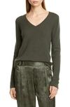 Atm Anthony Thomas Melillo Cashmere V-neck Long-sleeve Sweater In Jungle