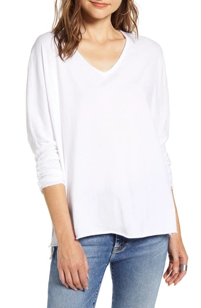 Frank & Eileen Tee Lab Deep V-neck Long-sleeve Essential Jersey Tee In White
