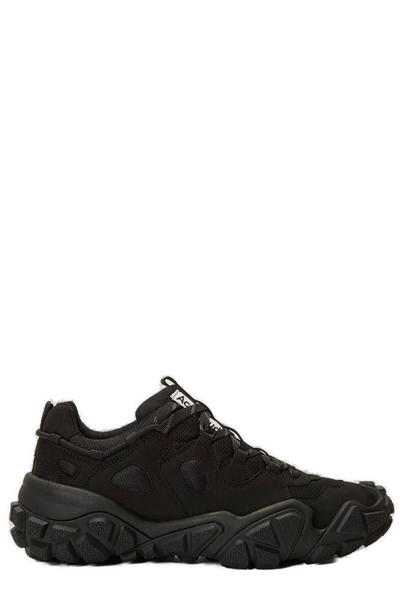 Acne Studios Faux Suede And Mesh Exaggerated-sole Sneakers In Black