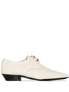 Saint Laurent Jonas Patent-leather Derby Shoes In Neutrals