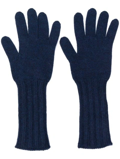 Pringle Of Scotland Ribbed Scottish Gloves In Blue