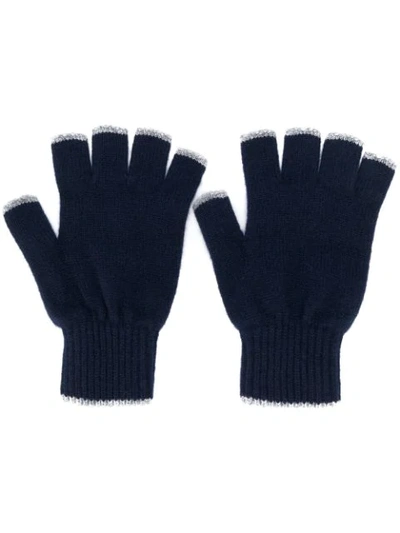 Pringle Of Scotland Fingerless Gloves In Blue