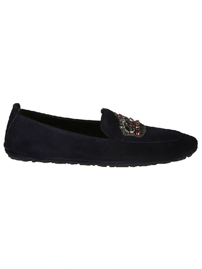Dolce & Gabbana Embellished Loafers In Blue