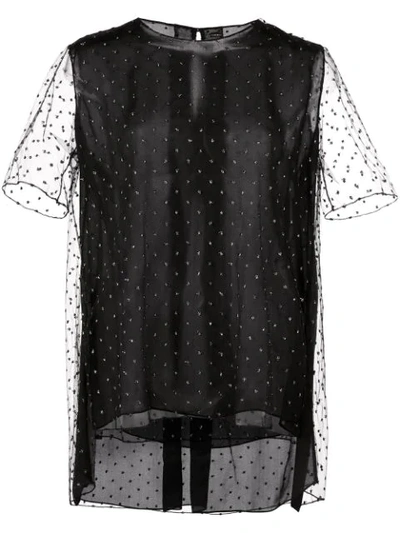 Adam Lippes Sheer Sleeve T-shirt In Black