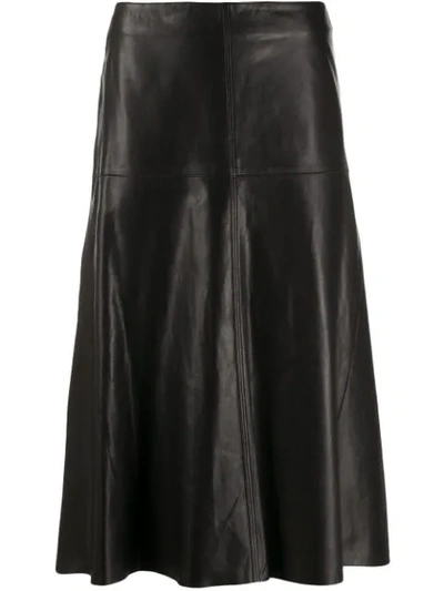 Arma Al-line Leather Skirt In Black