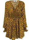 Msgm Leopard Print Ruched Dress In Multicolor