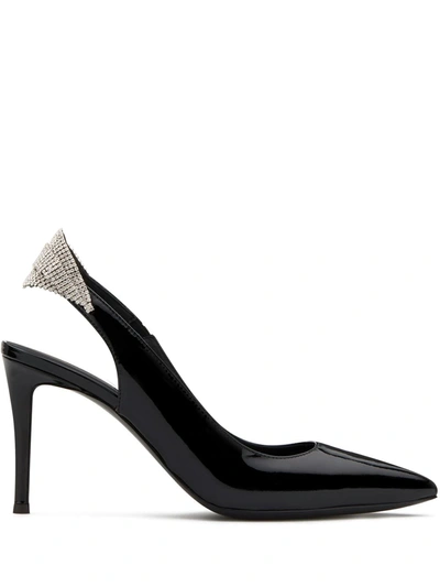 Giuseppe Zanotti Susie 85 Crystal-embellished Patent-leather Slingback Pumps In Black