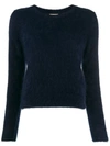 Bellerose Round Neck Fuzzy Knit Jumper In Blue