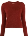 Bellerose Round Neck Fuzzy Knit Jumper In Brown