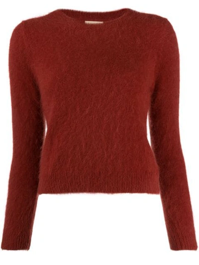 Bellerose Round Neck Fuzzy Knit Jumper In Brown