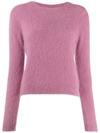 Bellerose Round Neck Fuzzy Knit Sweater In Pink