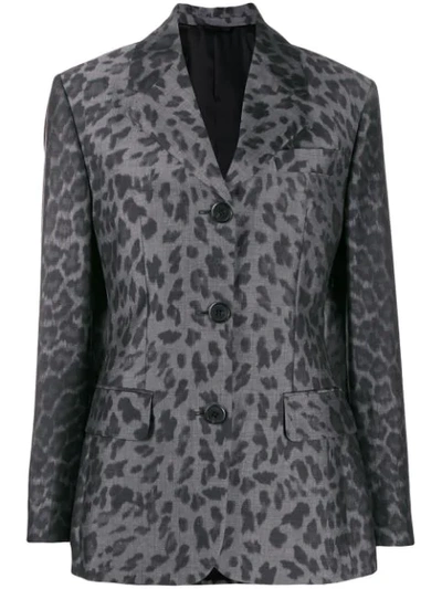Prada Leopard-print Jacket In Nero