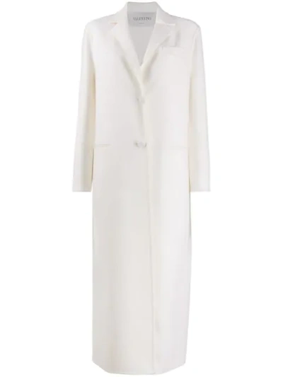 Valentino Long Single-breasted Coat In White