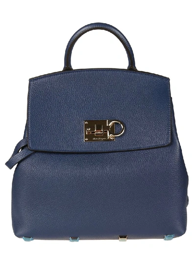 Ferragamo The Studio Backpack In Deep Sky