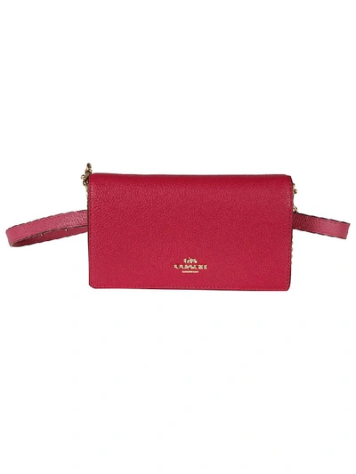 Coach Logo Shoulder Bag In Bright Cherry