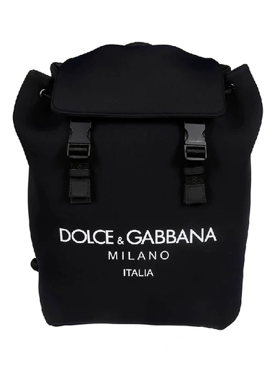 Dolce & Gabbana Logo Print Backpack In Black